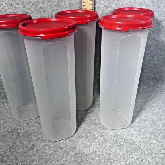 Tupperware Modular Mate Oval 4 Containers Set of 5 Red Lids 890ml Pantry Storage - Picture 3 of 9